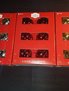 S/3 Ribbed Glass 3" Ornaments - 6 Per Set